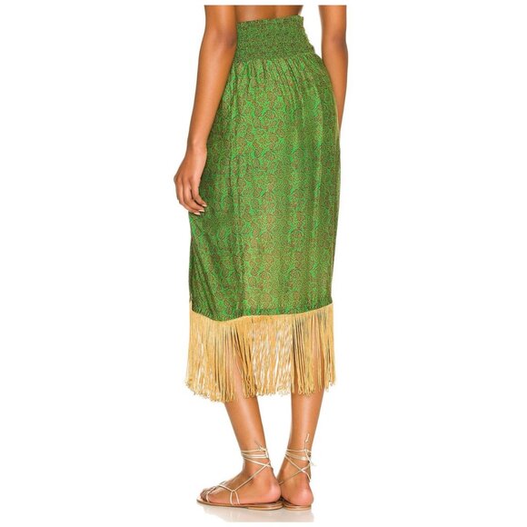 Vix Swimwear Karen Fringe Wrap Effect Midi Skirt Namaste Green NWT Size M - Picture 3 of 16